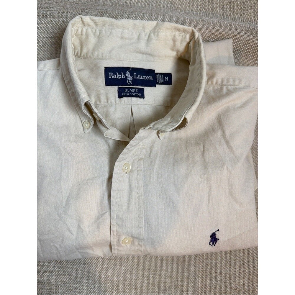 POLO RALPH LAUREN Khaki Tan "THE BLAKE" Short Sleeve Button Down Shirt - M